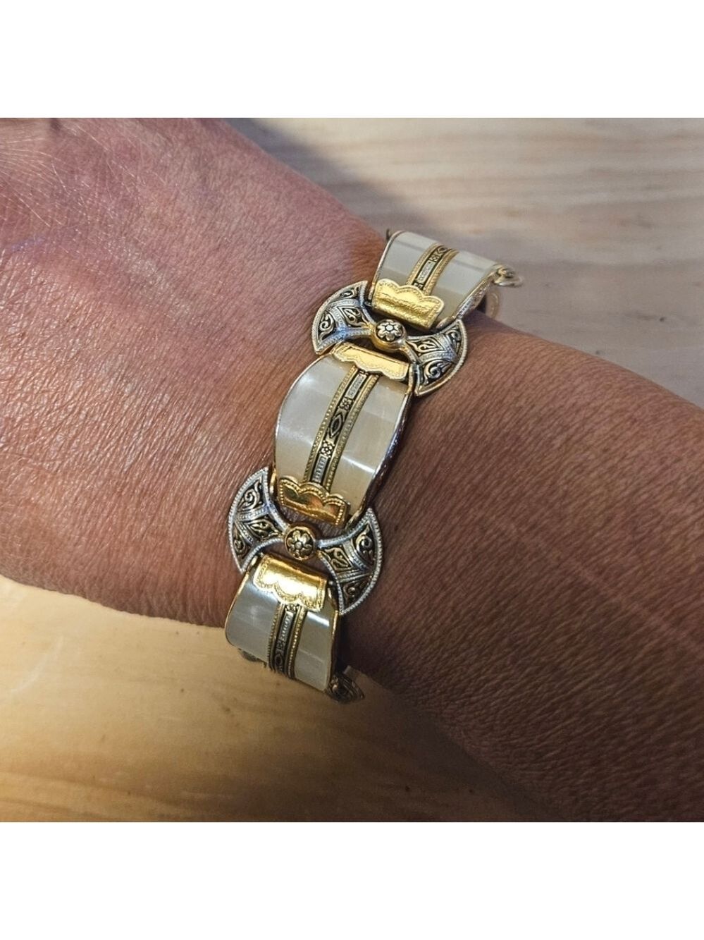 Vintage 50/60s Damascene Panel Bracelet